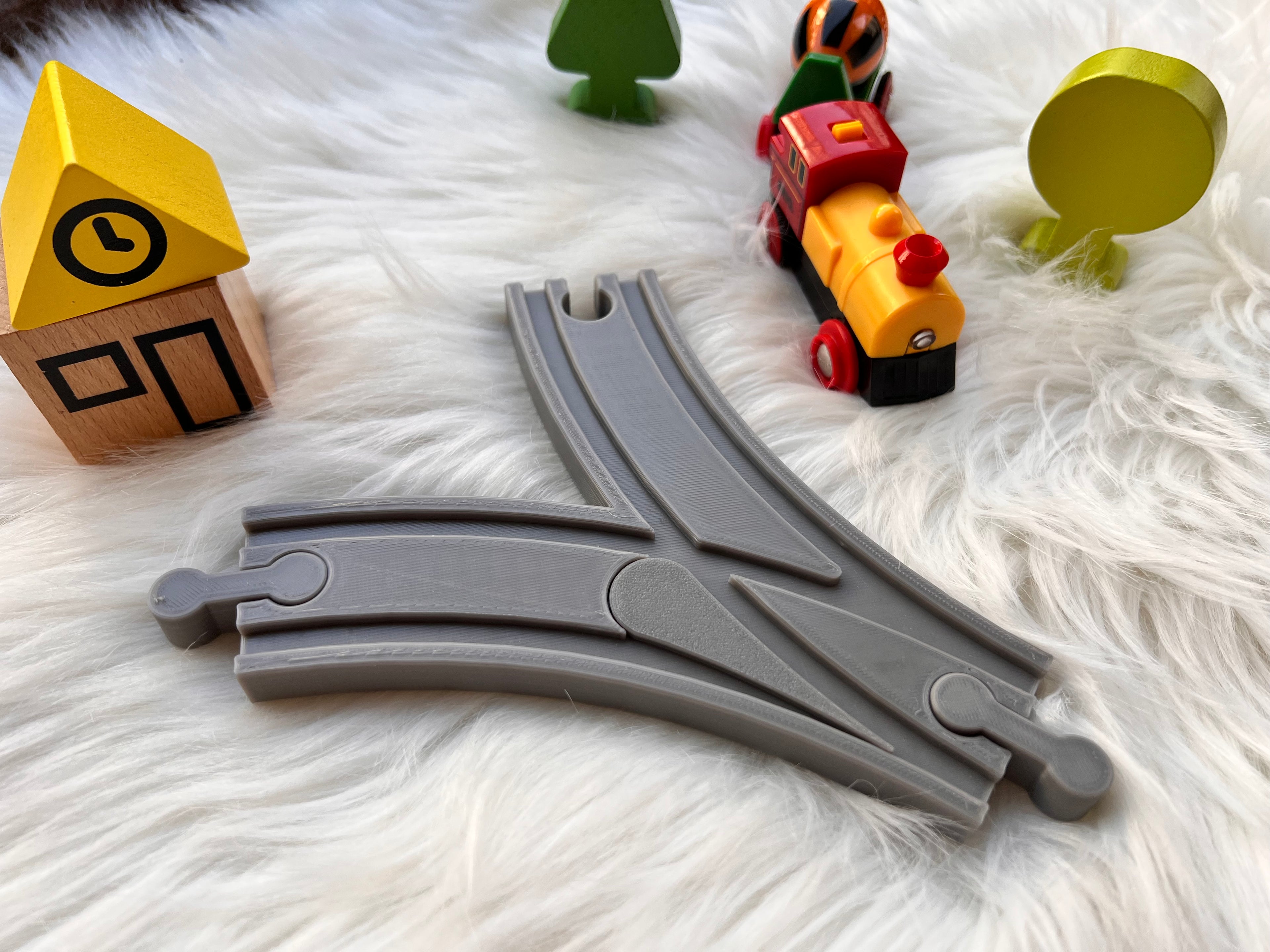 Bewegliche Weiche für Brio & IKEA Lillabo – Stellbare Holzeisenbahn-Erweiterung | Nachhaltig & kompatibel