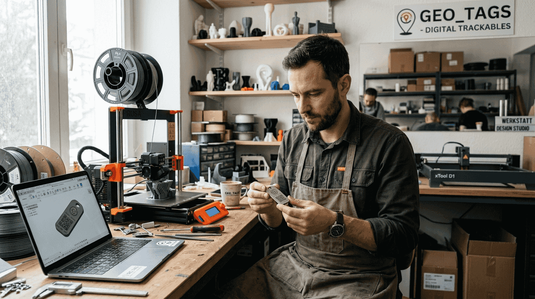 In der Werkstatt wird ein Trackable mithilfe eines 3D-Druckers auf Herz und Nieren geprüft.