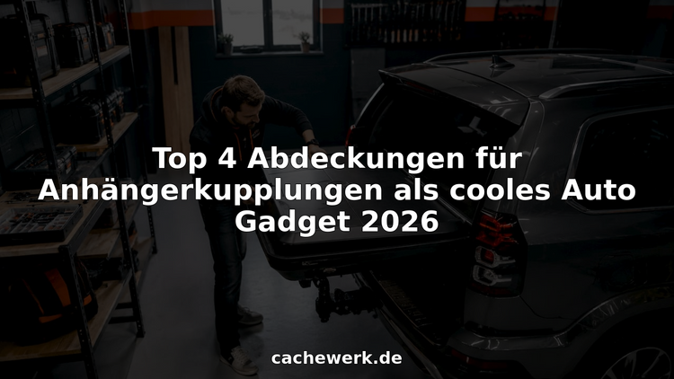 Ein Mann bringt eine Abdeckung an der Anhängerkupplung seines SUVs an.