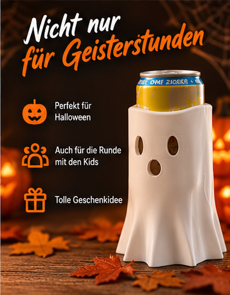 Laden Sie das Bild in Galerie -Viewer, Ghost Buddy – 4-in-1 Halloween Dosenhalter für 4 Dosengrößen

