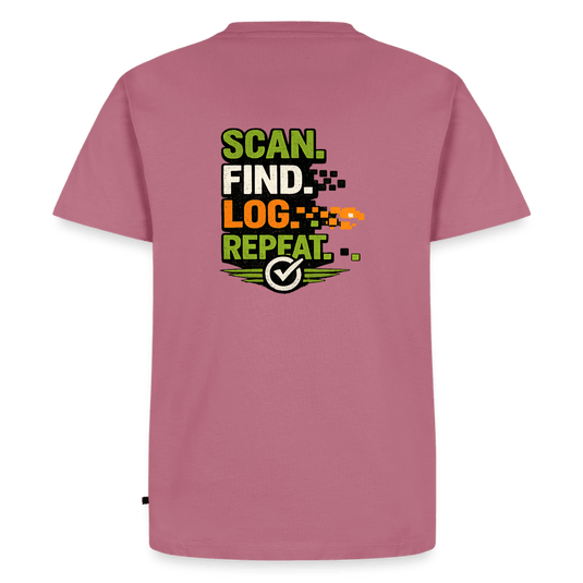 Geocaching Premium T-Shirt „Scan Find Log Repeat“ – Geocacher Pullover mit GPS Motiv - CacheWerk