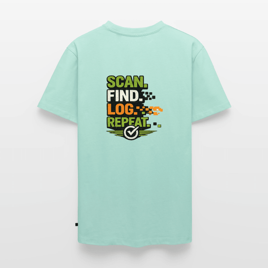 Geocaching Premium T-Shirt „Scan Find Log Repeat“ – Geocacher Pullover mit GPS Motiv - CacheWerk