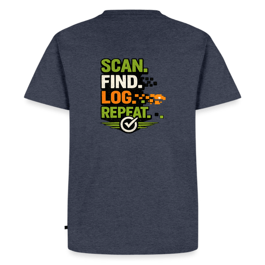 Geocaching Premium T-Shirt „Scan Find Log Repeat“ – Geocacher Pullover mit GPS Motiv - CacheWerk
