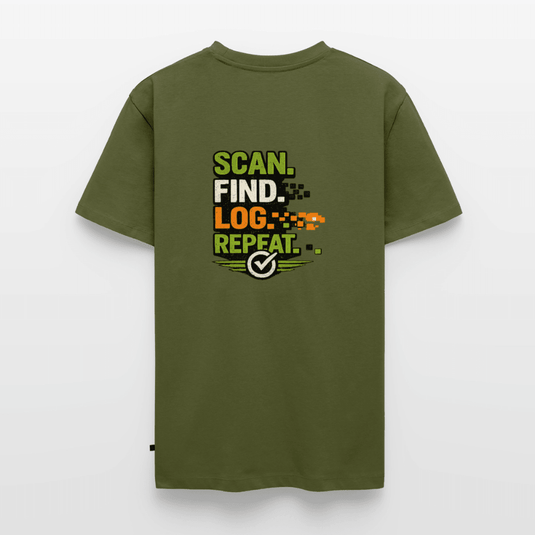 Geocaching Premium T-Shirt „Scan Find Log Repeat“ – Geocacher Pullover mit GPS Motiv - CacheWerk