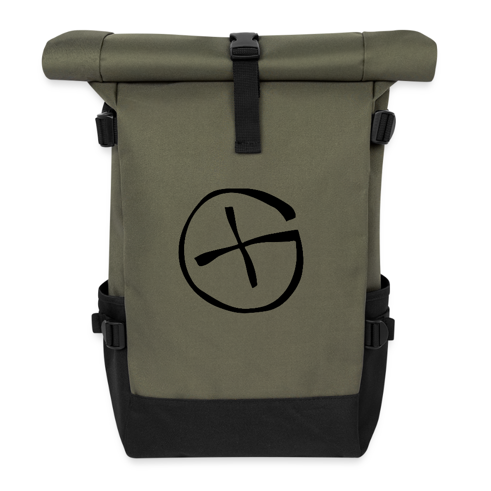 Opencaching logo Roll Top Backpack - olive/black