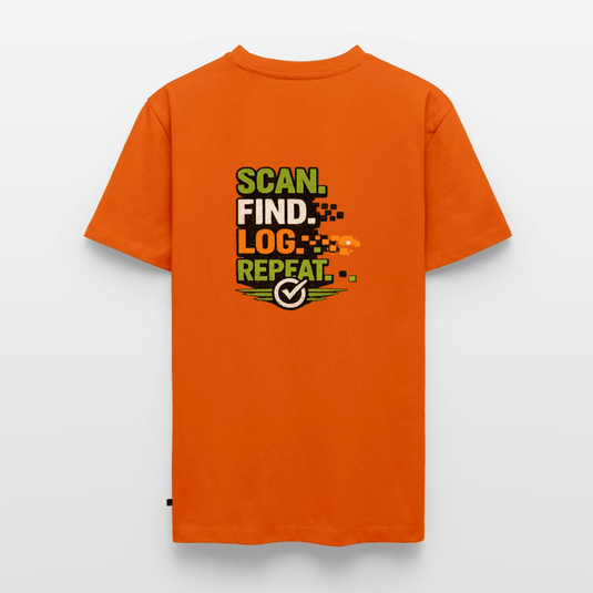 Geocaching Premium T-Shirt „Scan Find Log Repeat“ – Geocacher Pullover mit GPS Motiv - CacheWerk