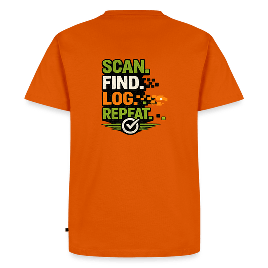 Geocaching Premium T-Shirt „Scan Find Log Repeat“ – Geocacher Pullover mit GPS Motiv - CacheWerk