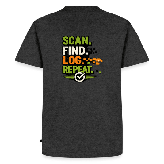 Geocaching Premium T-Shirt „Scan Find Log Repeat“ – Geocacher Pullover mit GPS Motiv - CacheWerk
