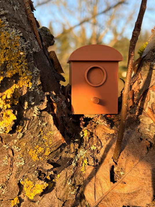 Geocaching Mini-Vogelhaus Versteck – wetterfest, mit Filmdose oder Schraubbehälter